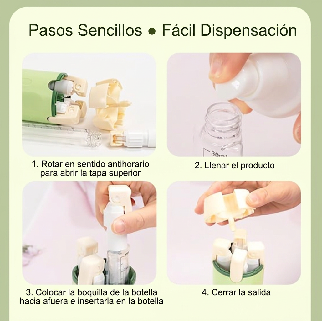 Dispensador jabón portátil 4 en 1